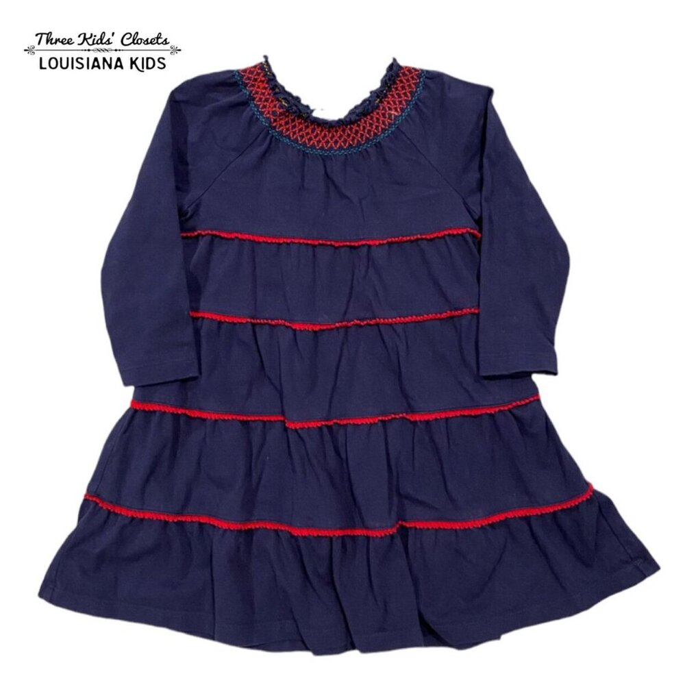 Hanna Andersson Sz 90 (3) Blue & Red Smocked Twirl Dress
